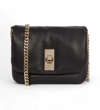 Tommy Hilfiger Borsa in pelle nera con tracolla a catena