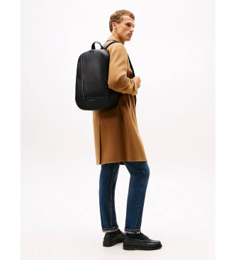 Tommy Hilfiger Rygsk med metallisk logo og sort kornfinish