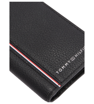 Tommy Hilfiger Carteira de couro Corp Bifold preta