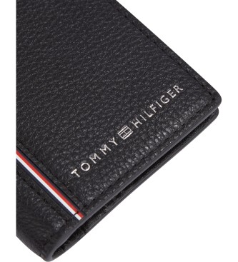 Tommy Hilfiger Carteira de couro Corp Bifold preta