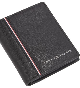 Tommy Hilfiger Portefeuille en cuir Corp Trifold noir