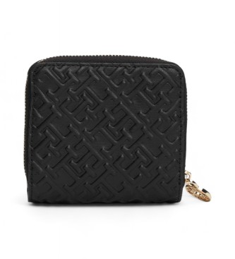 Tommy Hilfiger Portefeuille zipp monogramm en relief noir