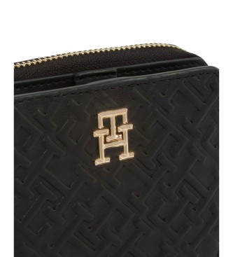 Tommy Hilfiger Portefeuille zipp monogramm en relief noir