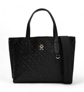 Tommy Hilfiger Tote bag with embossed TH monograms black