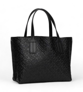 Tommy Hilfiger Tote bag with embossed TH monograms black