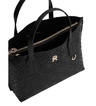 Tommy Hilfiger Tote bag with embossed TH monograms black