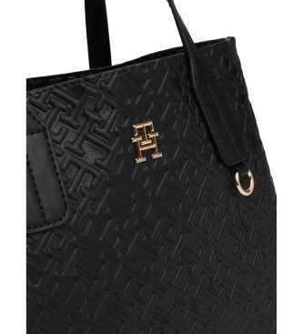 Tommy Hilfiger Tote bag with embossed TH monograms black