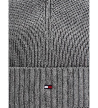 Tommy Hilfiger Bonnet gris en coton Pima avec drapeau