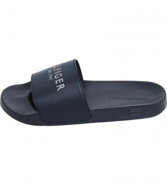 Tommy Hilfiger Pool-Flip-Flops mit navyfarbenen Glitzerlogos
