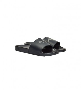 Tommy Hilfiger Pool-Flip-Flops mit navyfarbenen Glitzerlogos