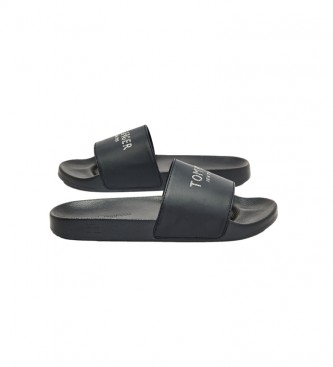Tommy Hilfiger Pool-Flip-Flops mit navyfarbenen Glitzerlogos