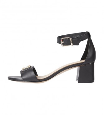 Tommy Hilfiger Th Hardware Mid Heel black leather sandals -Height: 6cm