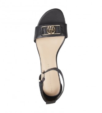 Tommy Hilfiger Th Hardware Mid Heel black leather sandals -Height: 6cm