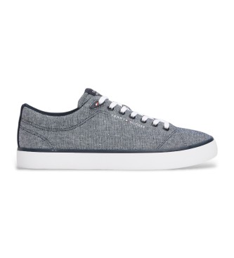 Tommy Hilfiger Hausschuhe aus grauem Chambray-Leinen