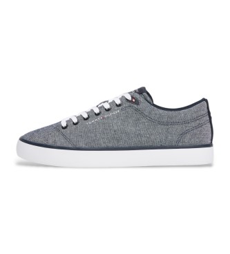 Tommy Hilfiger Hausschuhe aus grauem Chambray-Leinen