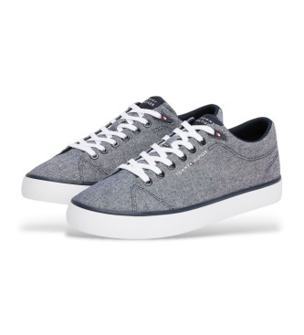 Tommy Hilfiger Hausschuhe aus grauem Chambray-Leinen