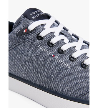 Tommy Hilfiger Hausschuhe aus grauem Chambray-Leinen