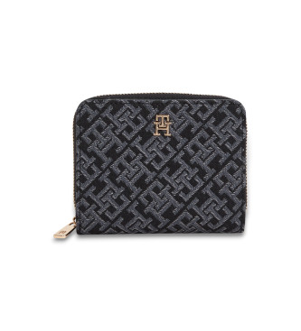 Tommy Hilfiger Czarny portfel z logo Hilfiger Icon z zamkiem błyskawicznym