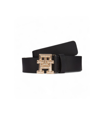 Tommy Hilfiger Leather belt with distinctive buckle black