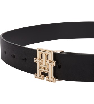 Tommy Hilfiger Leather belt with distinctive buckle black