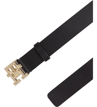 Tommy Hilfiger Leather belt with distinctive buckle black