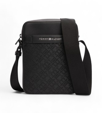 Tommy Hilfiger Bandolera con monogramas texturizados negro