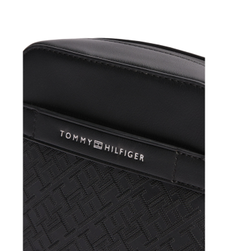 Tommy Hilfiger Borsa a tracolla con monogramma testurizzato nero