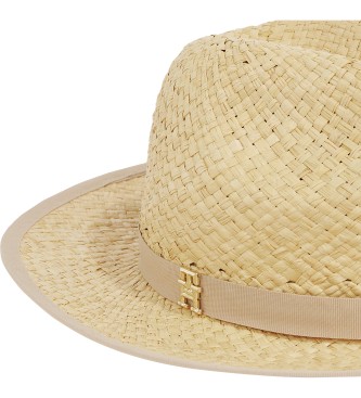 Tommy Hilfiger Cappello fedora in paglia beige