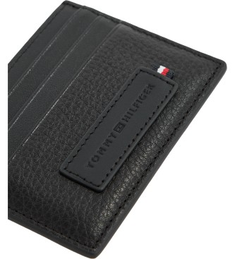 Tommy Hilfiger Porte-cartes en cuir de qualit suprieure Noir