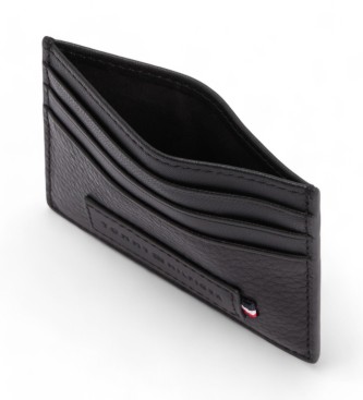 Tommy Hilfiger Porte-cartes en cuir de qualit suprieure Noir