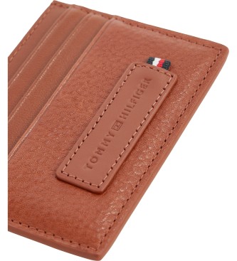 Tommy Hilfiger Porta-cartes em pele castanha de qualidade superior