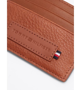 Tommy Hilfiger Porta-cartes em pele castanha de qualidade superior