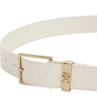 Tommy Hilfiger Square Monogram 3.0 leather belt white