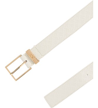 Tommy Hilfiger Cinto de couro Square Monogram 3.0 branco