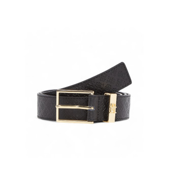 Tommy Hilfiger Cintura in pelle nera con monogramma quadrato 3.0