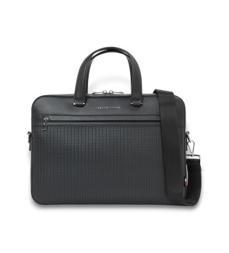 Tommy Hilfiger Teczka na laptopa z paskiem na ramię i logo, czarna