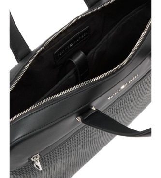 Tommy Hilfiger Teczka na laptopa z paskiem na ramię i logo, czarna