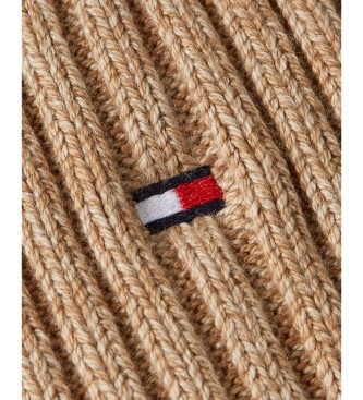 Tommy Hilfiger The Flag Beige Beanie iz sukane preje Twisted Yarn