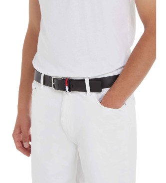 Tommy Hilfiger Cinturn de piel con parche en la trabilla Ryan 3.5 negro