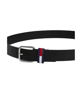 Tommy Hilfiger Cinturn de piel con parche en la trabilla Ryan 3.5 negro