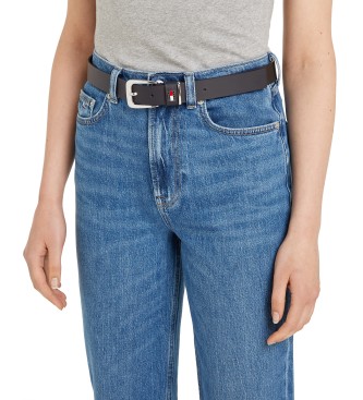 Tommy Hilfiger Ceinture en cuir avec badge passant noir