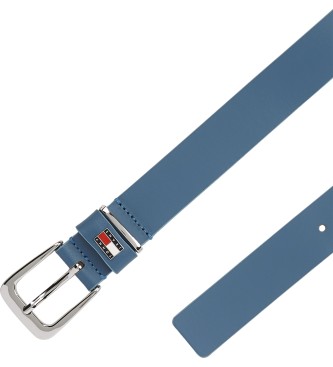 Tommy Hilfiger Leren riem met blauwe badge met riemlus