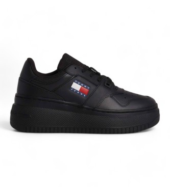 Tommy Hilfiger Baskets rtro en cuir avec plateforme noire