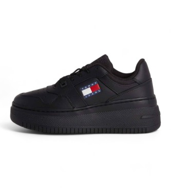Tommy Hilfiger Baskets rtro en cuir avec plateforme noire