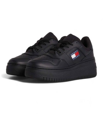 Tommy Hilfiger Baskets rtro en cuir avec plateforme noire
