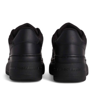 Tommy Hilfiger Baskets rtro en cuir avec plateforme noire