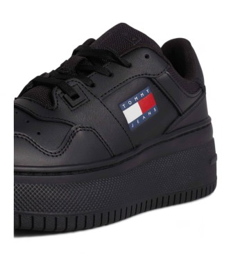 Tommy Hilfiger Baskets rtro en cuir avec plateforme noire