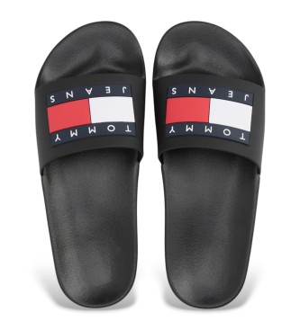 Tommy Hilfiger Black logo flip flops