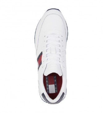 Tommy Jeans Leather sneakers with white braided fabric logo