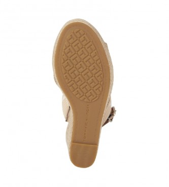 Tommy Hilfiger sandálias de tecido de salto alto bege - altura do calcanhar 10,5cm 